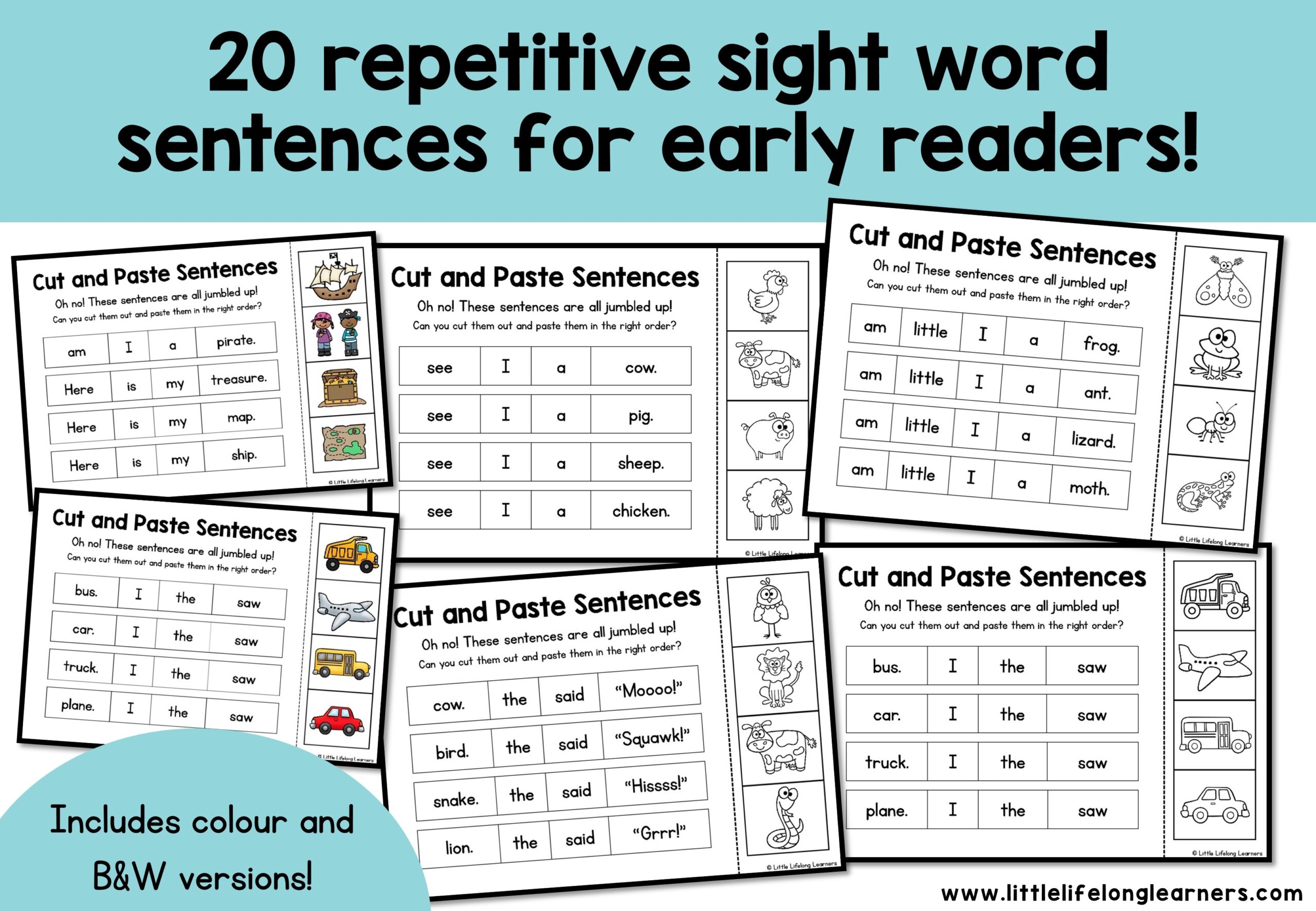 Sight Word Sentences Cut And Paste Activity Little Lifelong Learners