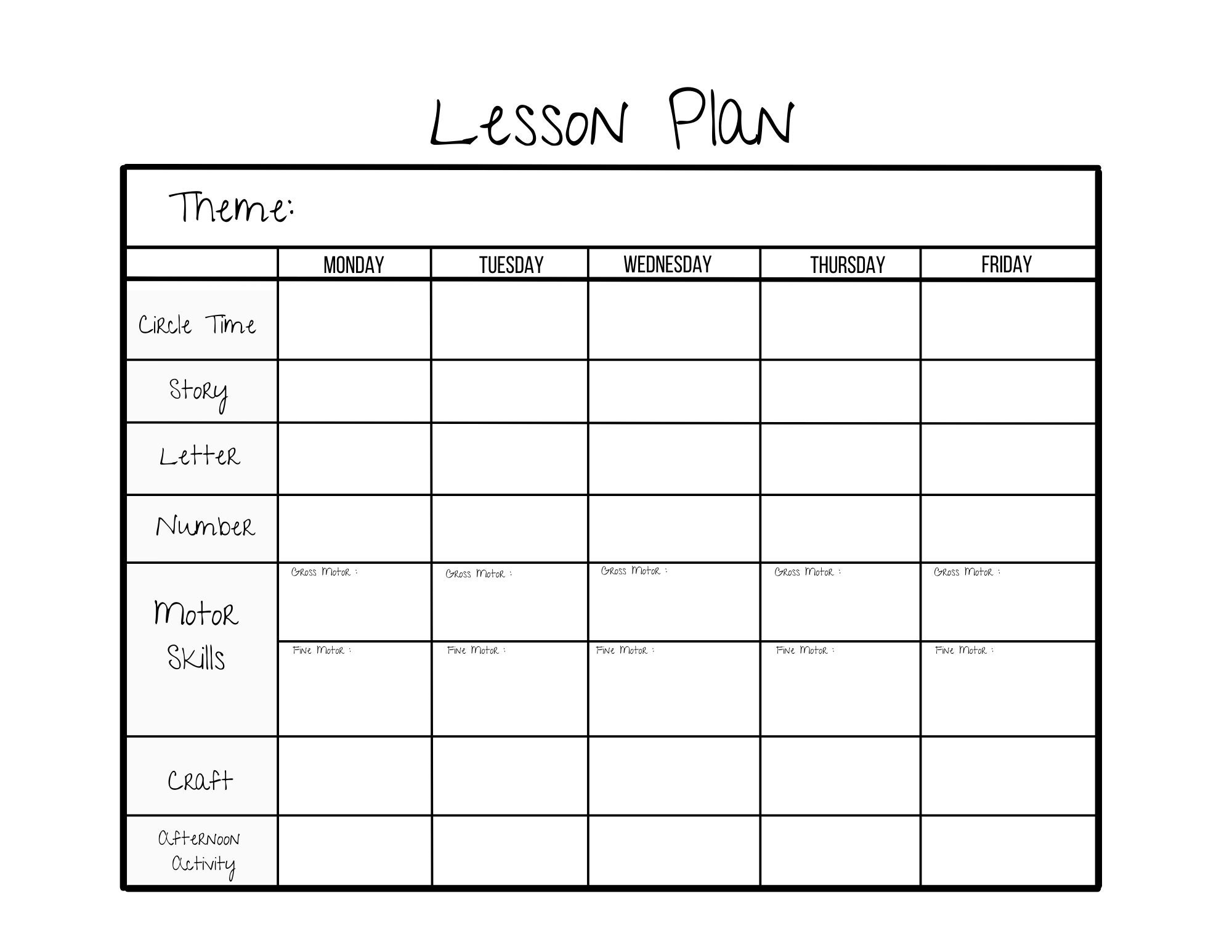 Simple Weekly Lesson Plan Template preschool prek Kindergarten Simple Weekly Lesson Plan Template preschool prek Kindergarten