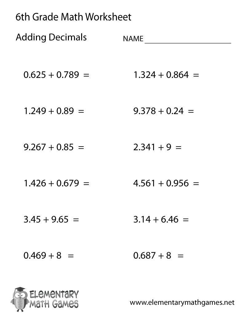 Grade 6 Worksheets Free Printable