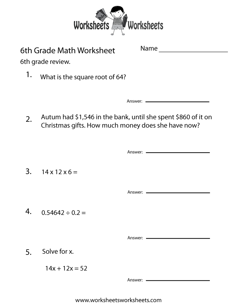 Sixth Grade Math Practice Worksheet Worksheets Worksheets Sixth Grade Math Practice Worksheet Worksheets Worksheets