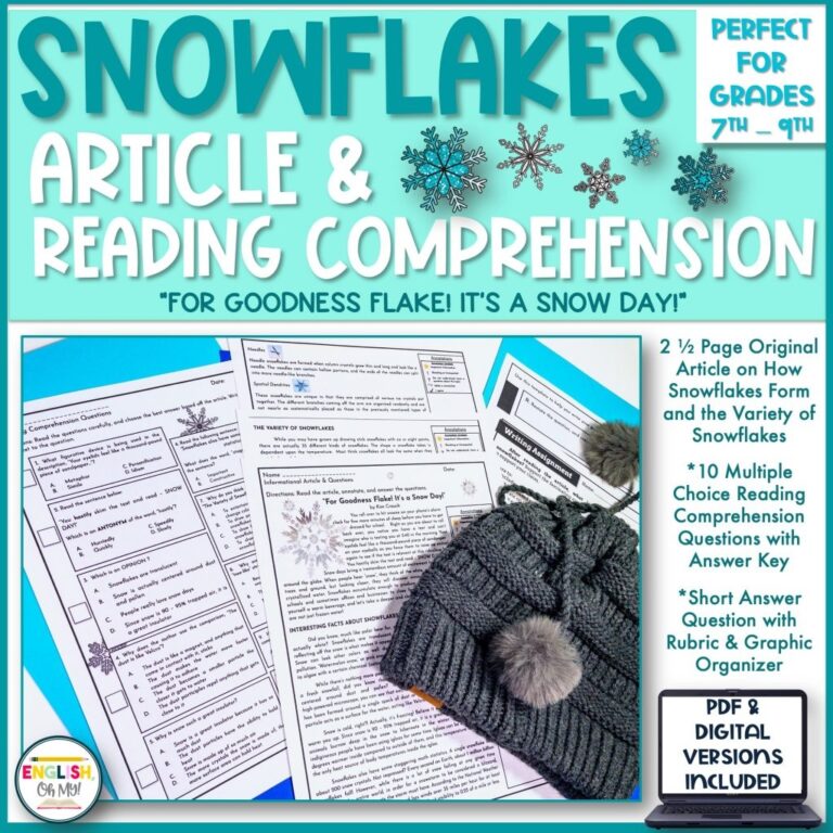 Snowflake Winter Article U0026 Reading Comprehension English Oh My