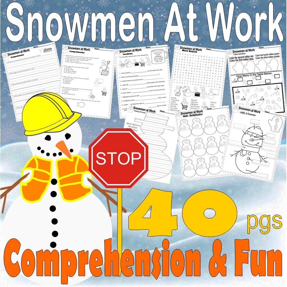 Snowmen At Work Winter Book Study Companion Reading Comprehension Literacy Quiz Worksheets Activity Made By Teachers