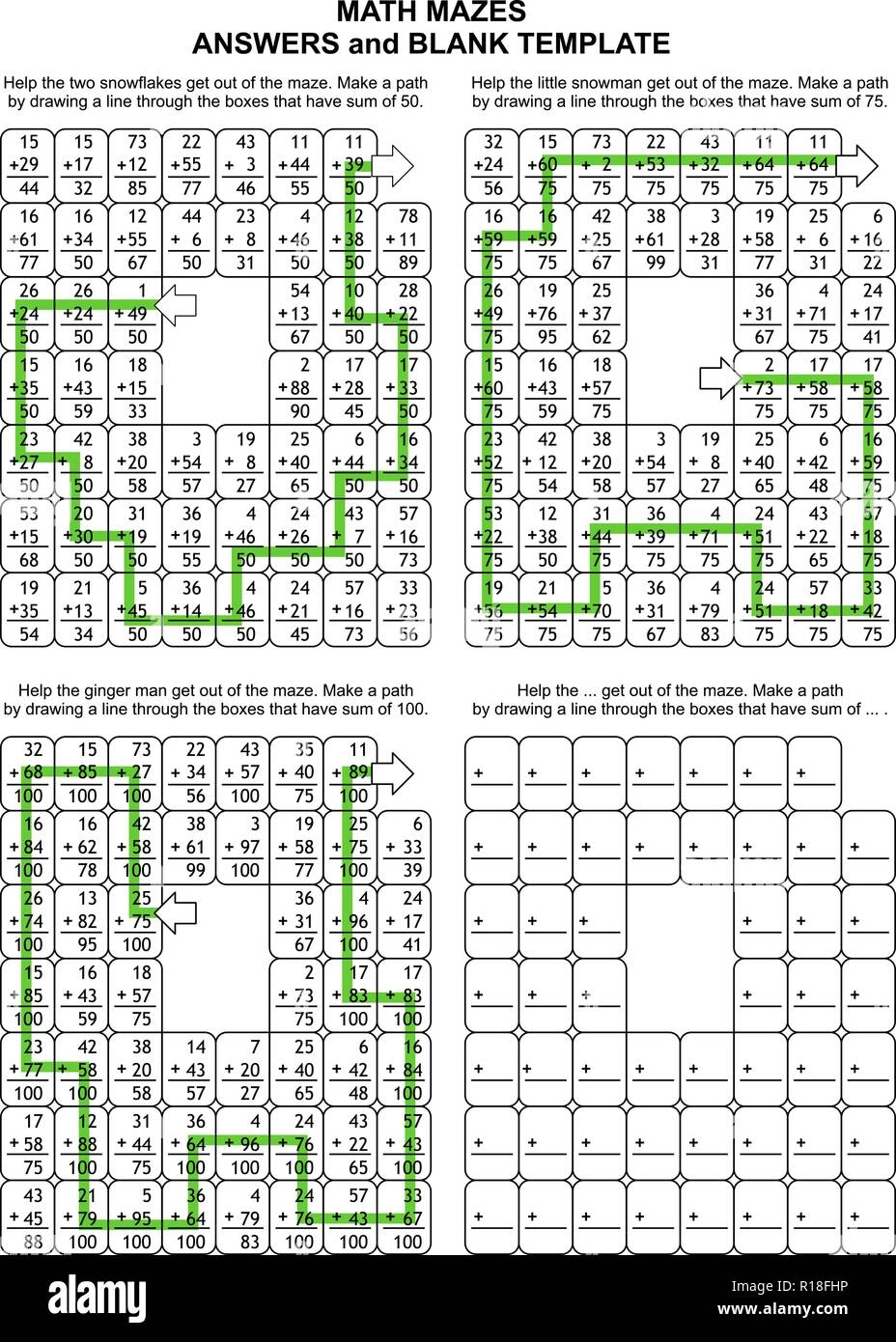 Solutions Or Answers For Previous 3 Math Mazes Plus Blank Template Can Be Used Also As Templates For New Puzzle Worksheets Stock Vector Image U0026 Art Alamy Solutions Or Answers For Previous 3 Math Mazes Plus Blank Template Can Be Used Also As Templates For New Puzzle Worksheets Stock Vector Image U0026 Art Alamy