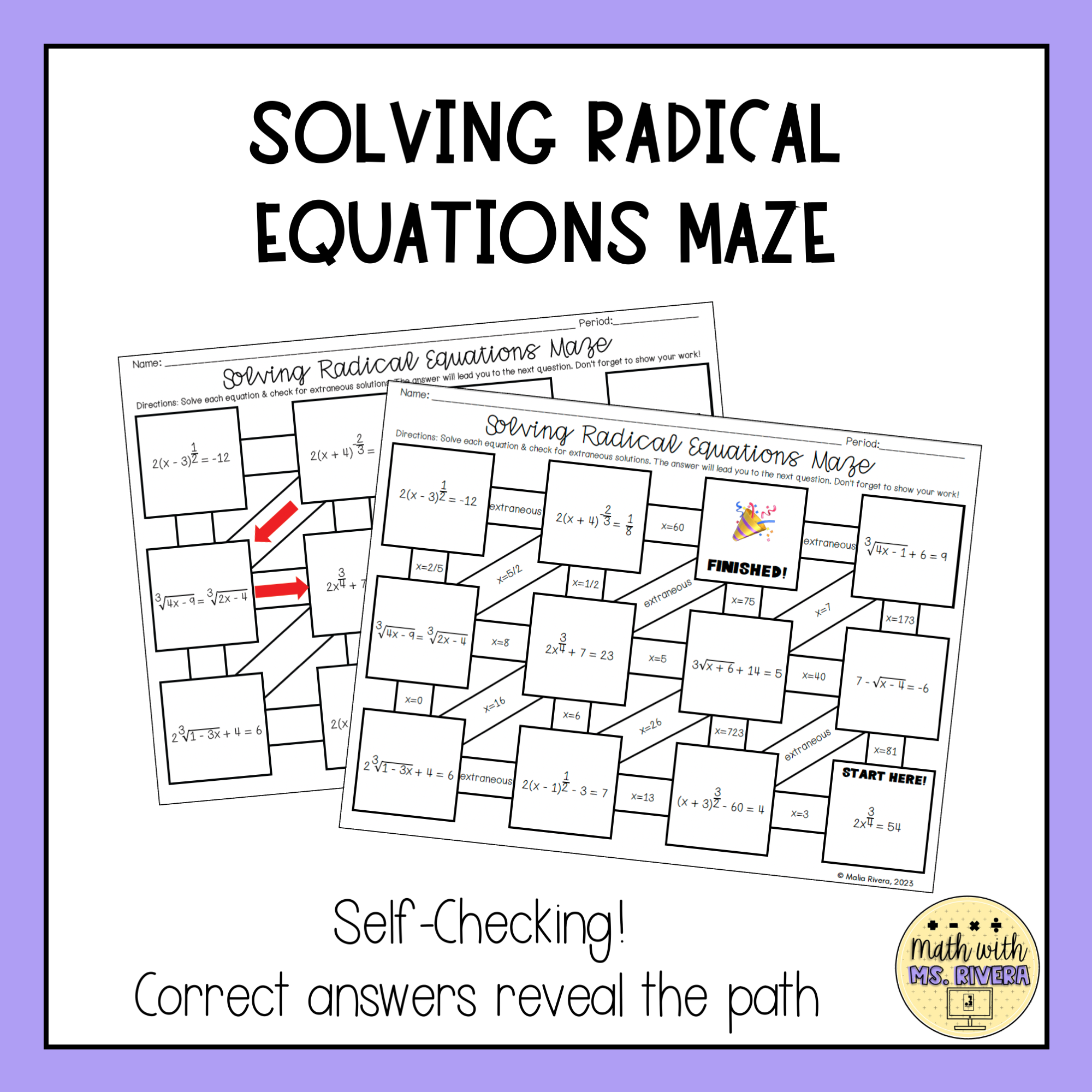 Solving Radical Equations Maze Worksheet Made By Teachers Solving Radical Equations Maze Worksheet Made By Teachers