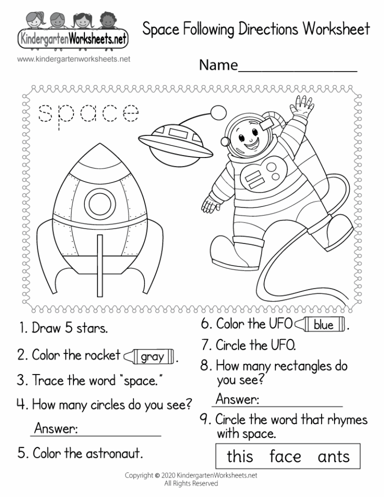 Space Following Directions Worksheet Free Printable Digital U0026 PDF