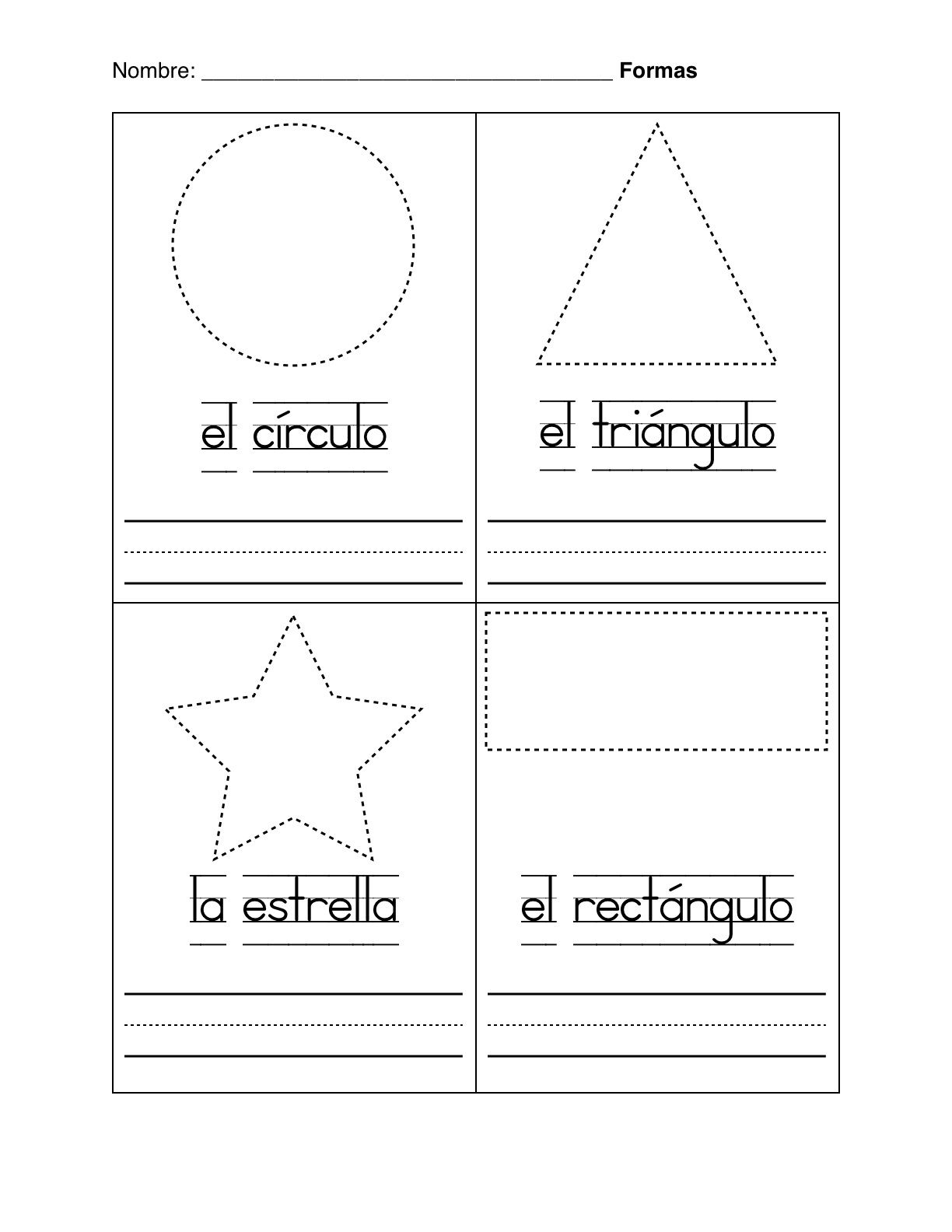 Spanish Worksheets For Kindergarten Basic Shapes In Spanish Worksheets Library