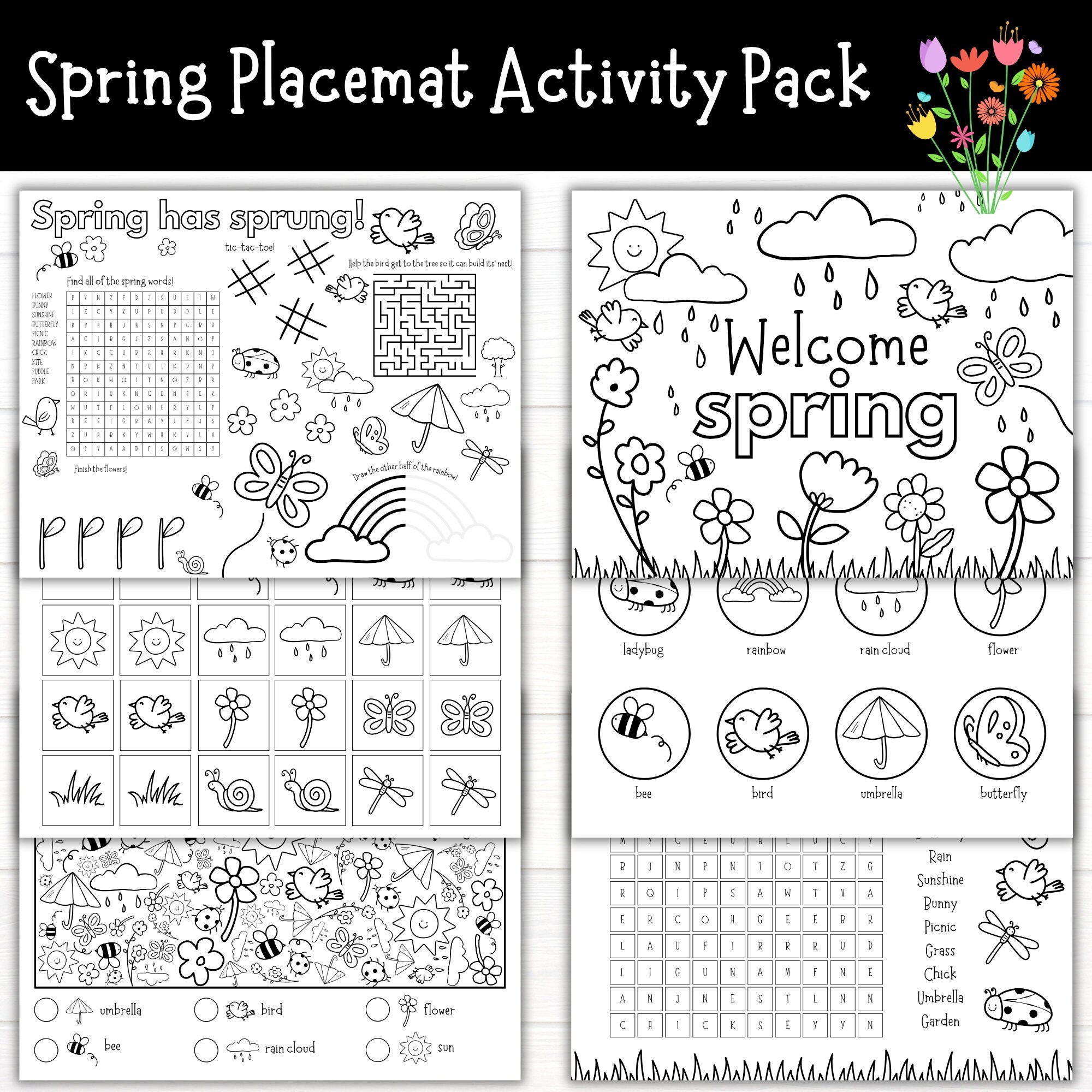 Spring Placemat Activity Pack Printable Spring Activities For 