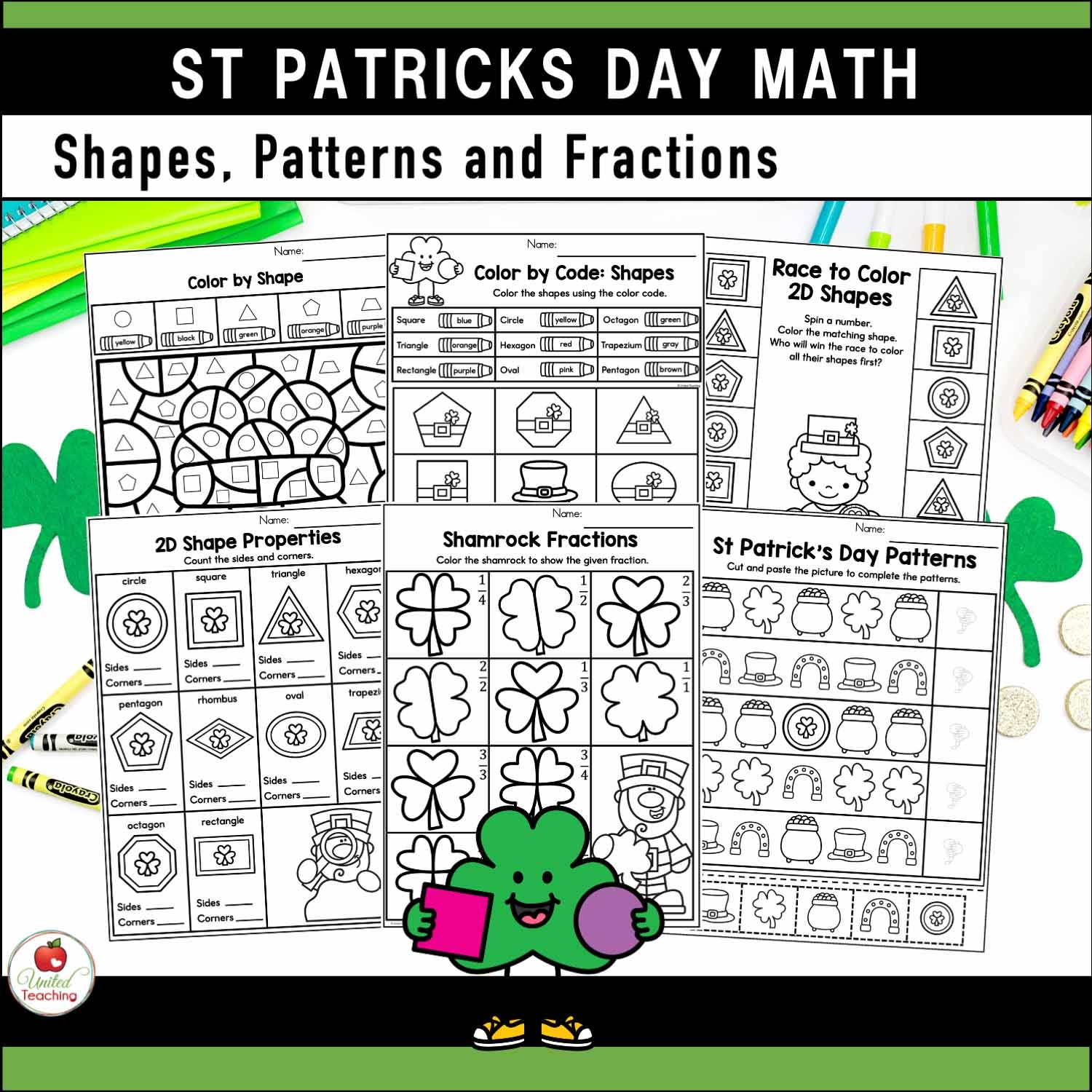 Shamrock Math Worksheets For Kindergarten