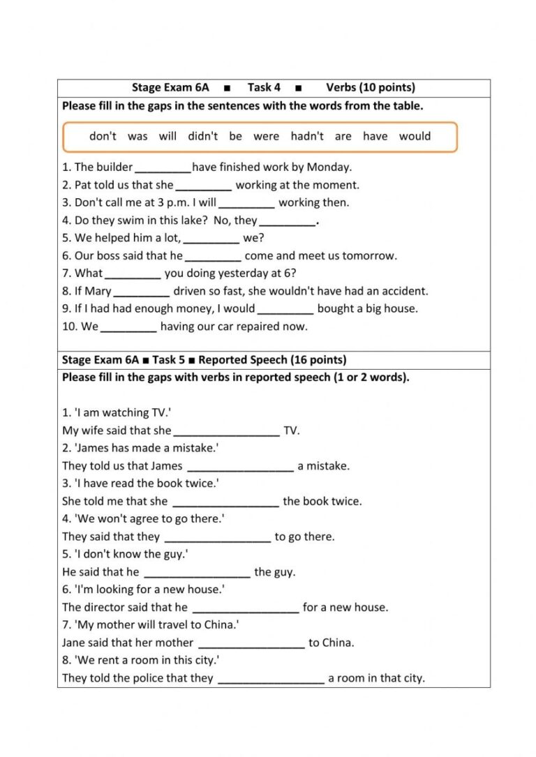 Stage 6 Grammar Exam Worksheet Grammar Worksheets English