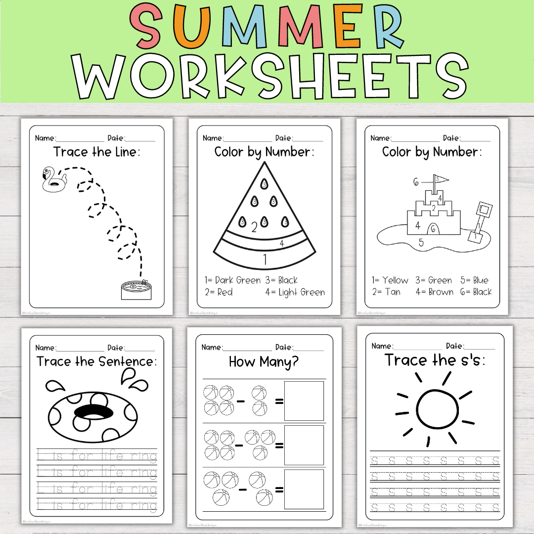 Printable Worksheets For Preschool Summer Theme