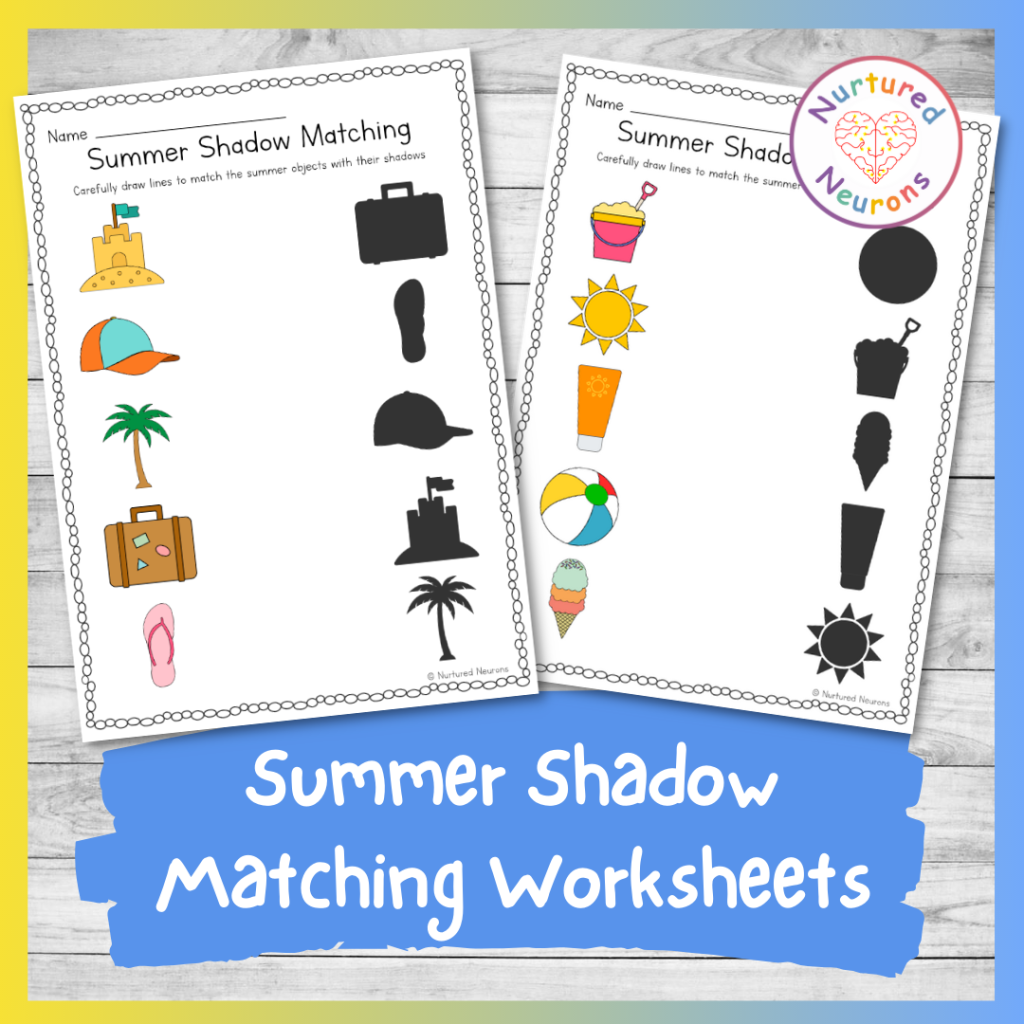 Summer Shadow Matching Worksheets Printable PDF Nurtured Neurons