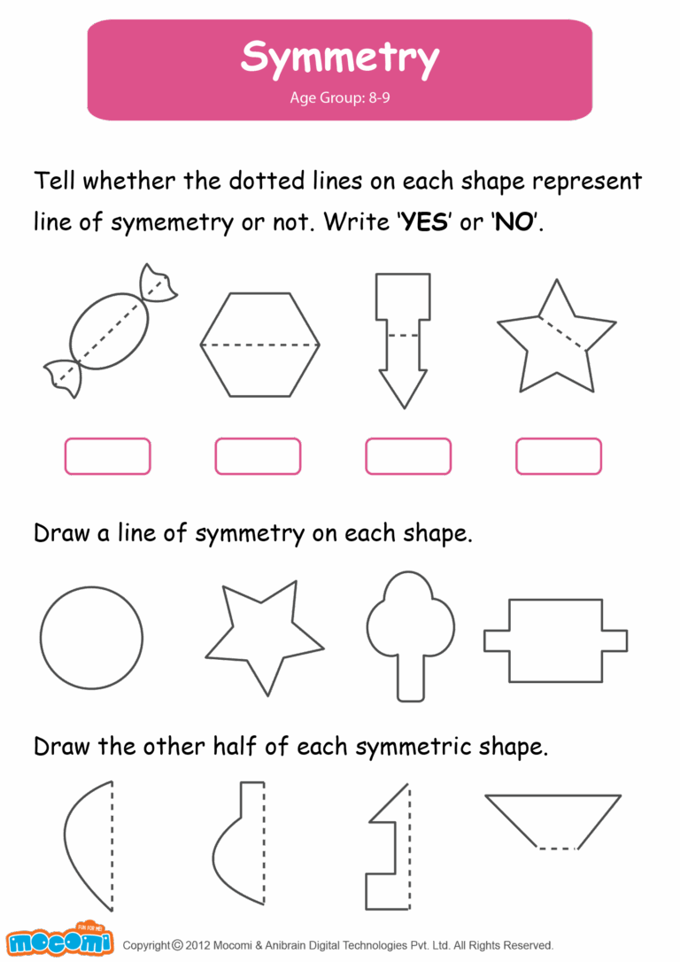 Symmetry Worksheet for Kids Mocomi