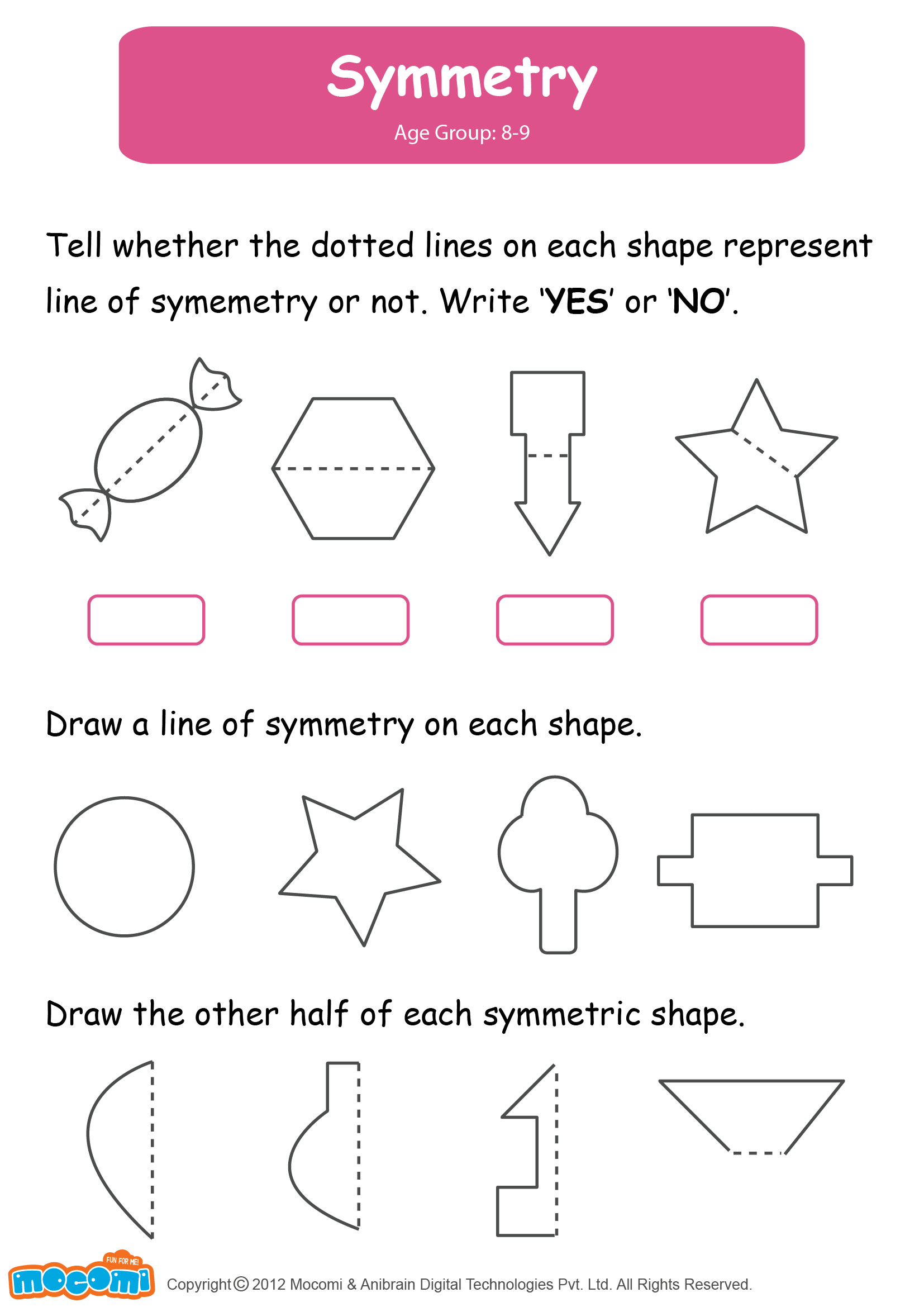 Symmetry Worksheet for Kids Mocomi