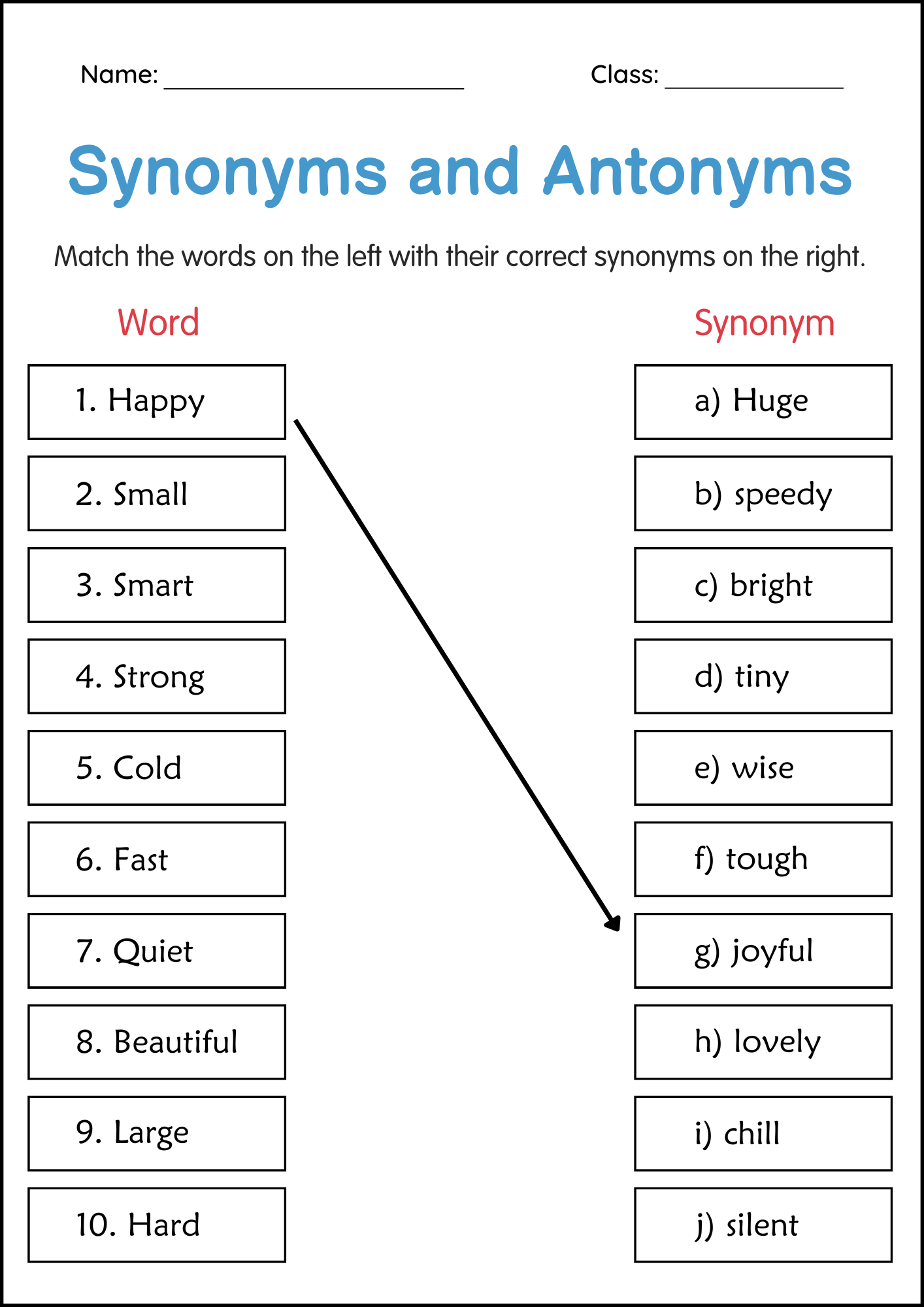 Free Printable Synonym And Antonym Worksheets