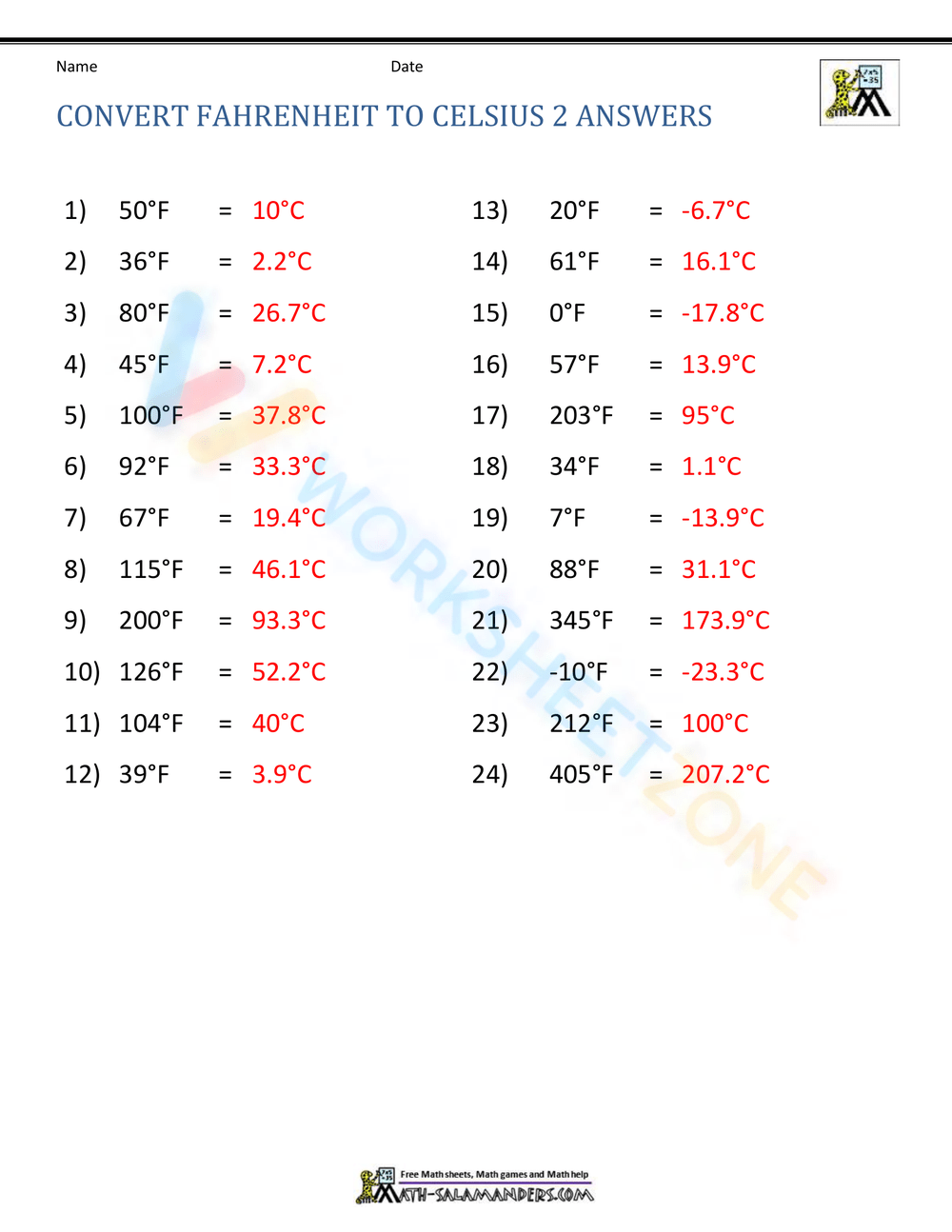 Free Printable Temperature Conversion Worksheet Free Printable Temperature Conversion Worksheet