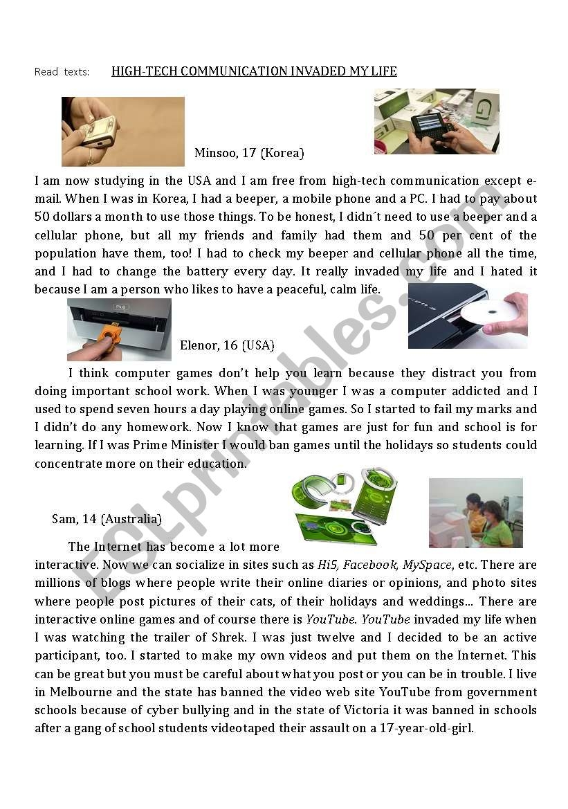 Text Comprehension New Technologies ESL Worksheet By Anacrissimoes Text Comprehension New Technologies ESL Worksheet By Anacrissimoes