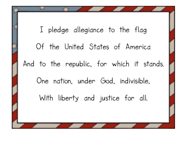 The Pledge Of Allegiance Kindergarten Nana