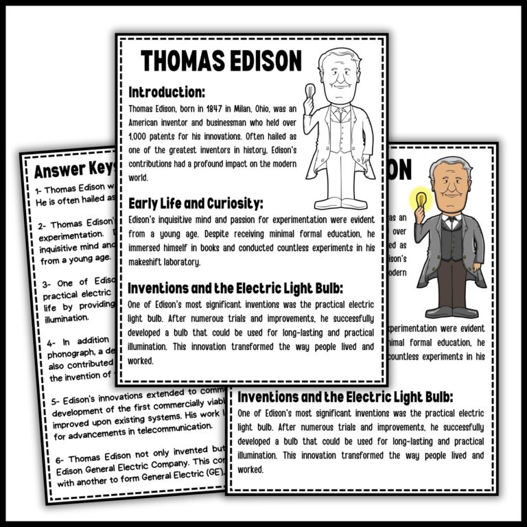 Thomas Edison Reading Comprehension Passage U0026 Questions