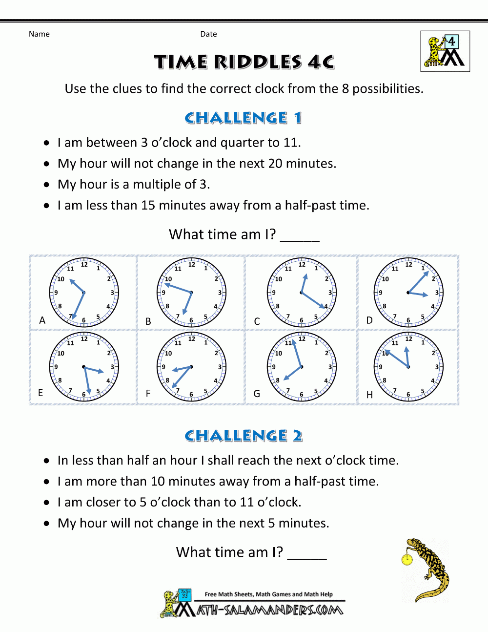 Time Word Problems Worksheets Time Riddles harder 