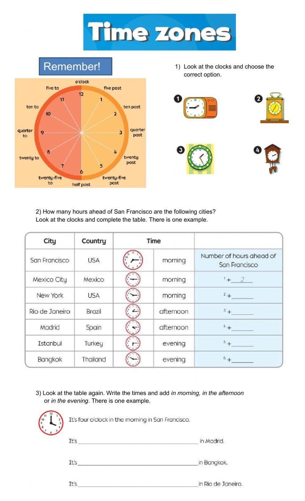 Time Zones Activity Live Worksheets Worksheets Library