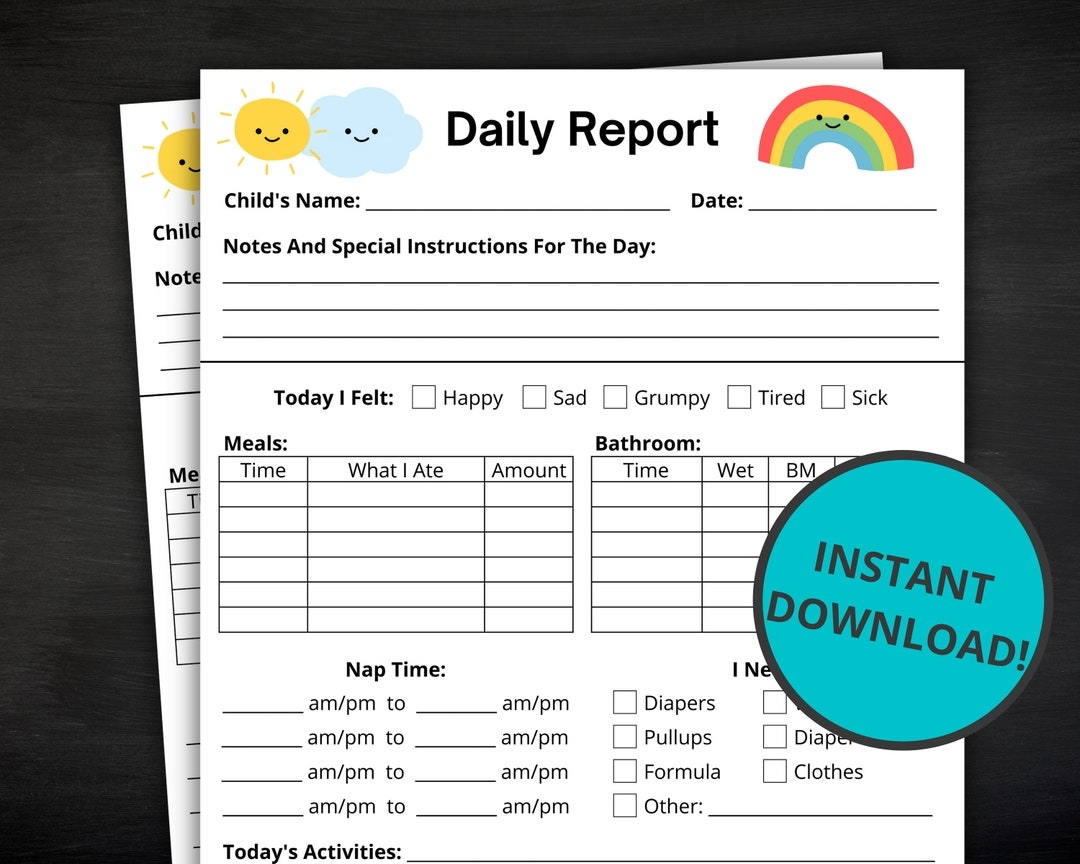 Toddler Daily Report Daily Log For Daycare Preschool Nanny Babysitter Childcare Centre Home Daycare Infant Report Daycare Reports Etsy Toddler Daily Report Daily Log For Daycare Preschool Nanny Babysitter Childcare Centre Home Daycare Infant Report Daycare Reports Etsy
