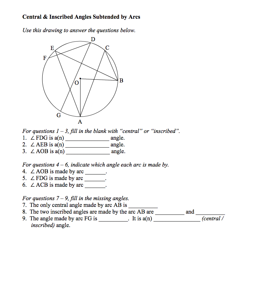 Top Activities For Inscribed Angles Math With Friends Worksheets Library