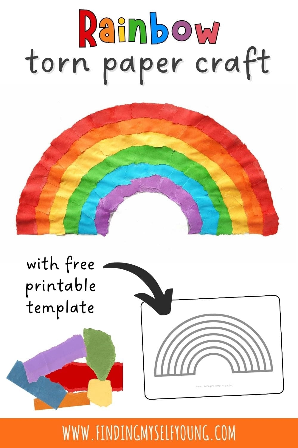 Torn Paper Rainbow Craft Free Printable Template Finding Myself Young