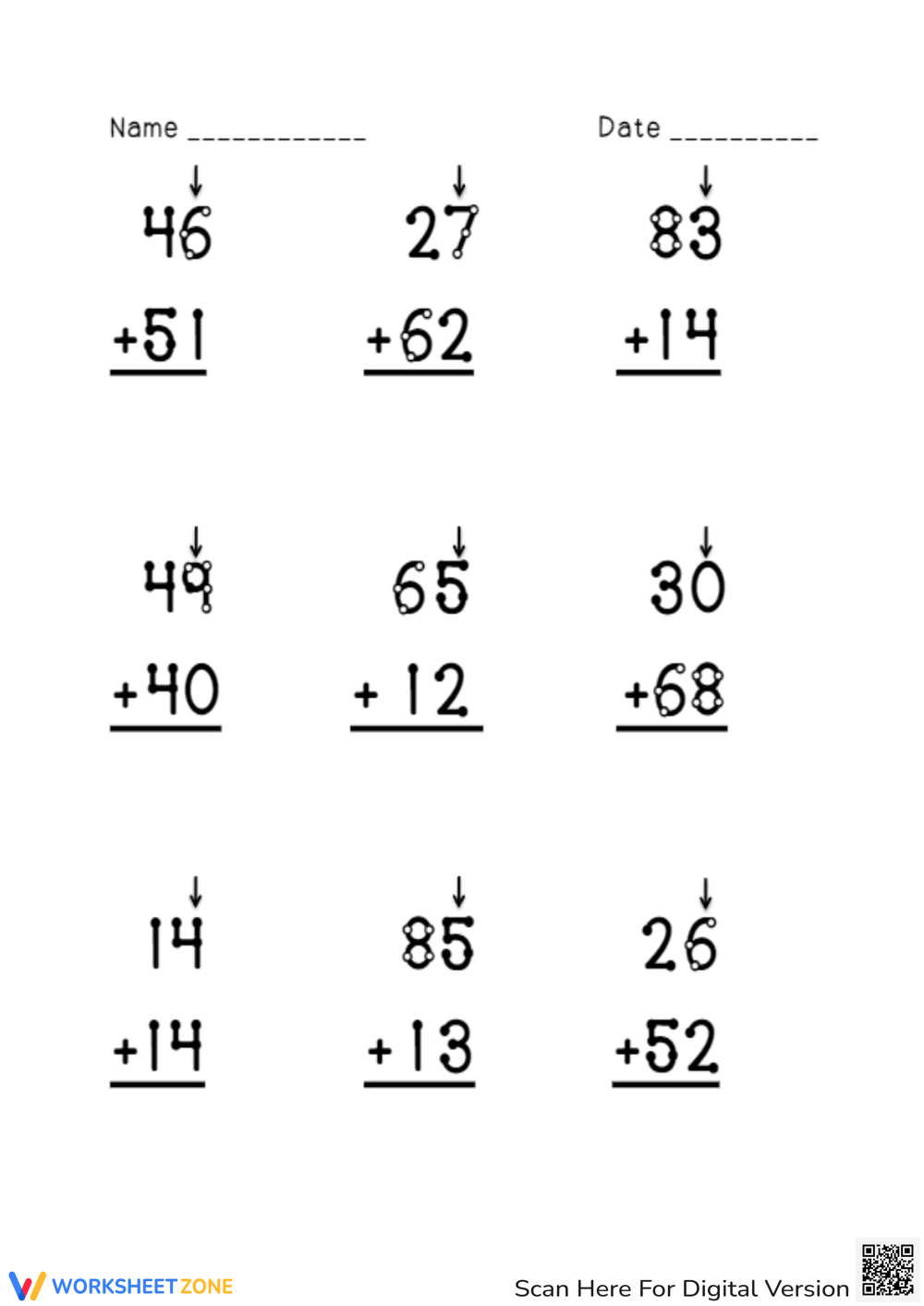 Touch Math Subtraction Worksheets