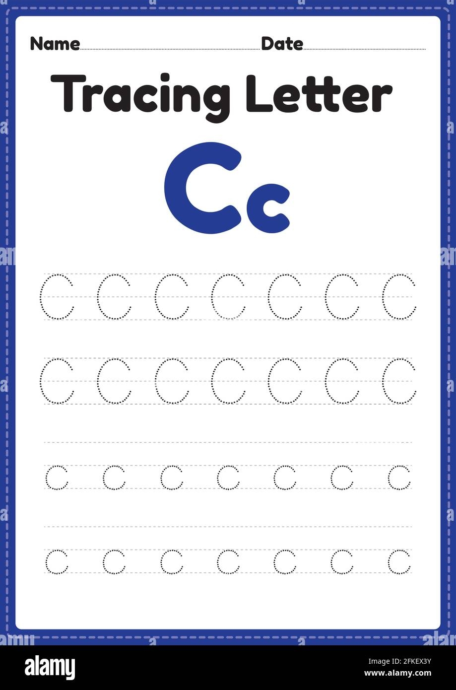 Tracing Letter C Alphabet Worksheet For Kindergarten And Preschool Kids For Handwriting Practice And Educational Activities In A Printable Page Illust Stock Vector Image U0026 Art Alamy