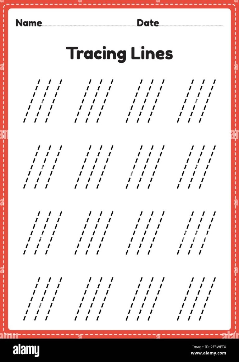 Tracing Lines Worksheet For Kindergarten And Preschool Kids For Educational Activities In A Printable Illustration Stock Vector Image U0026 Art Alamy