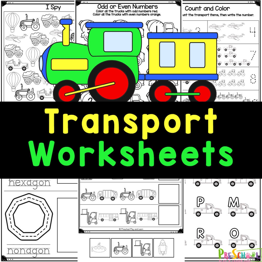 Printable Transportation Worksheets For Preschoolers