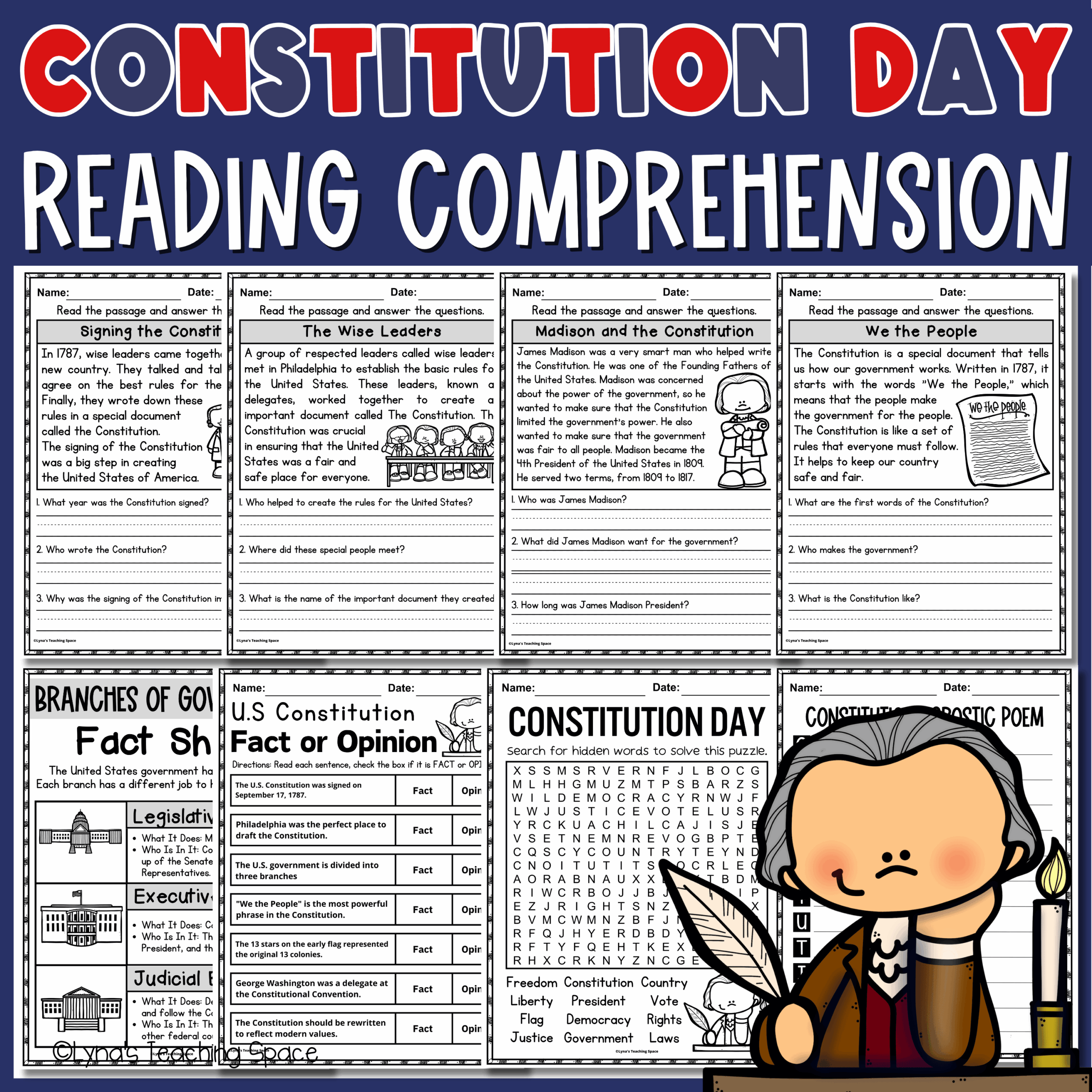 Reading Comprehension Worksheets Constitution