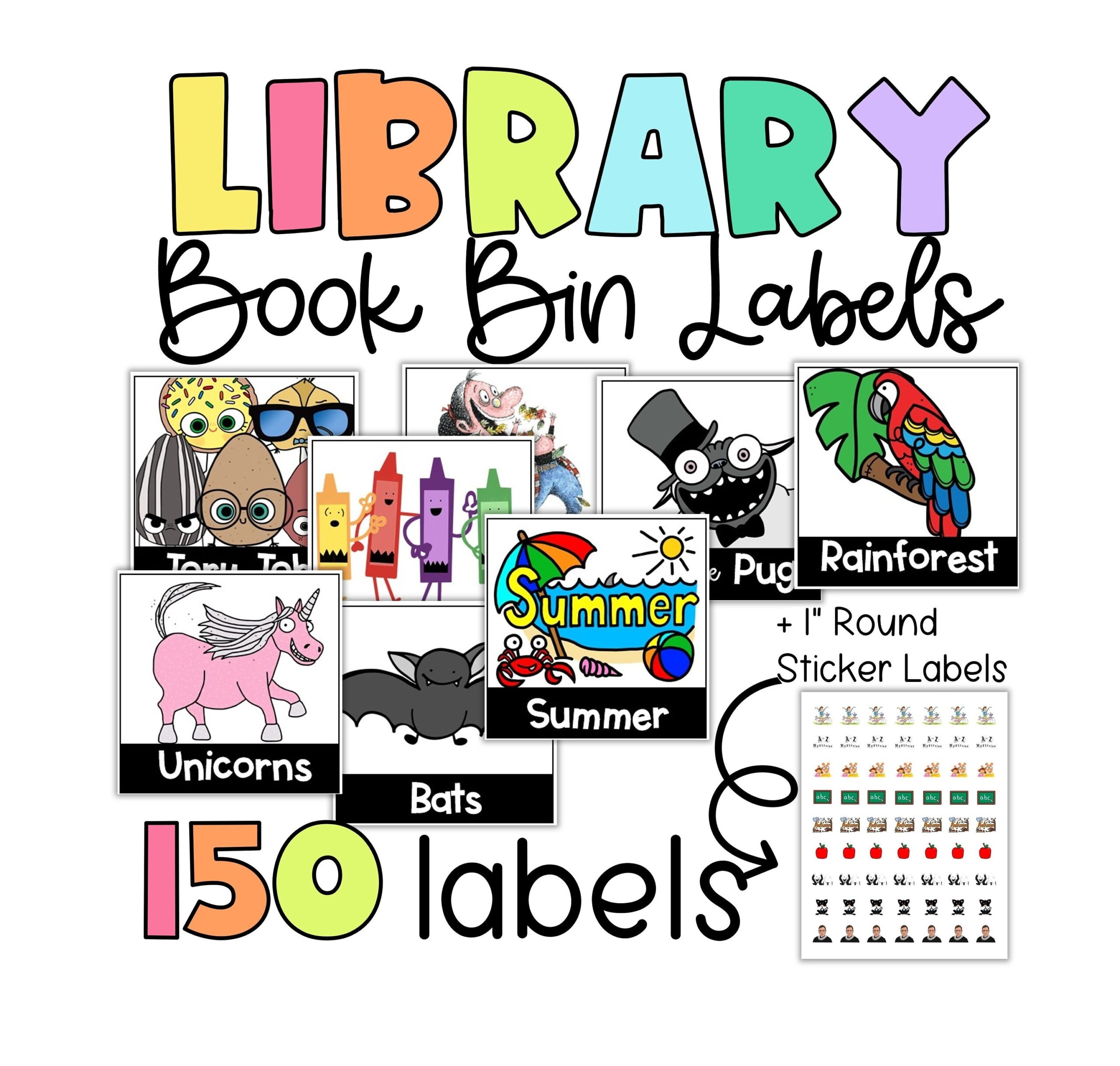ULTIMATE Classroom Library Printable Book Bin Labels 150 Options Printable Sticker Labels Etsy