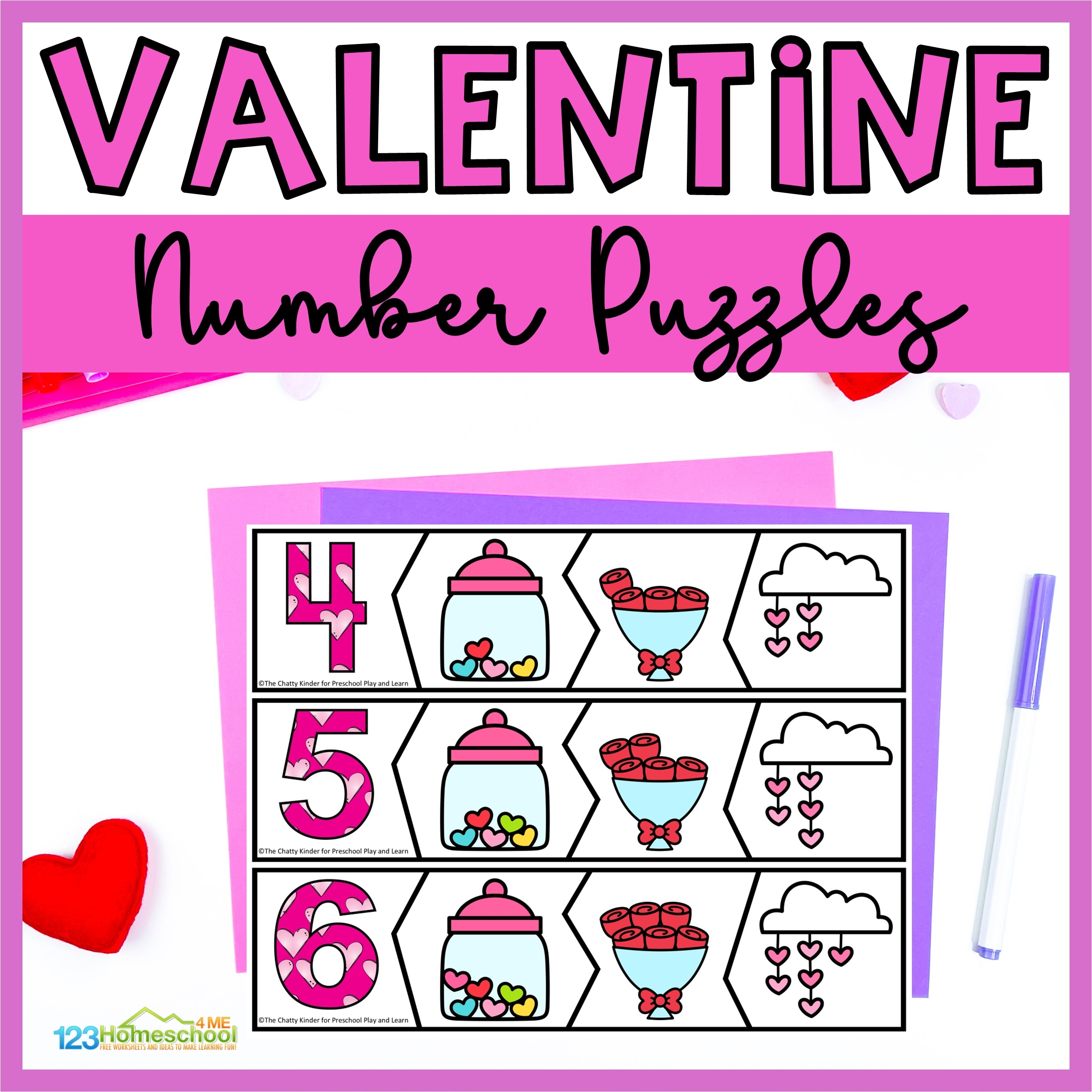  Valentine s Day Count To 10 Puzzles Free Printable Math Activities
