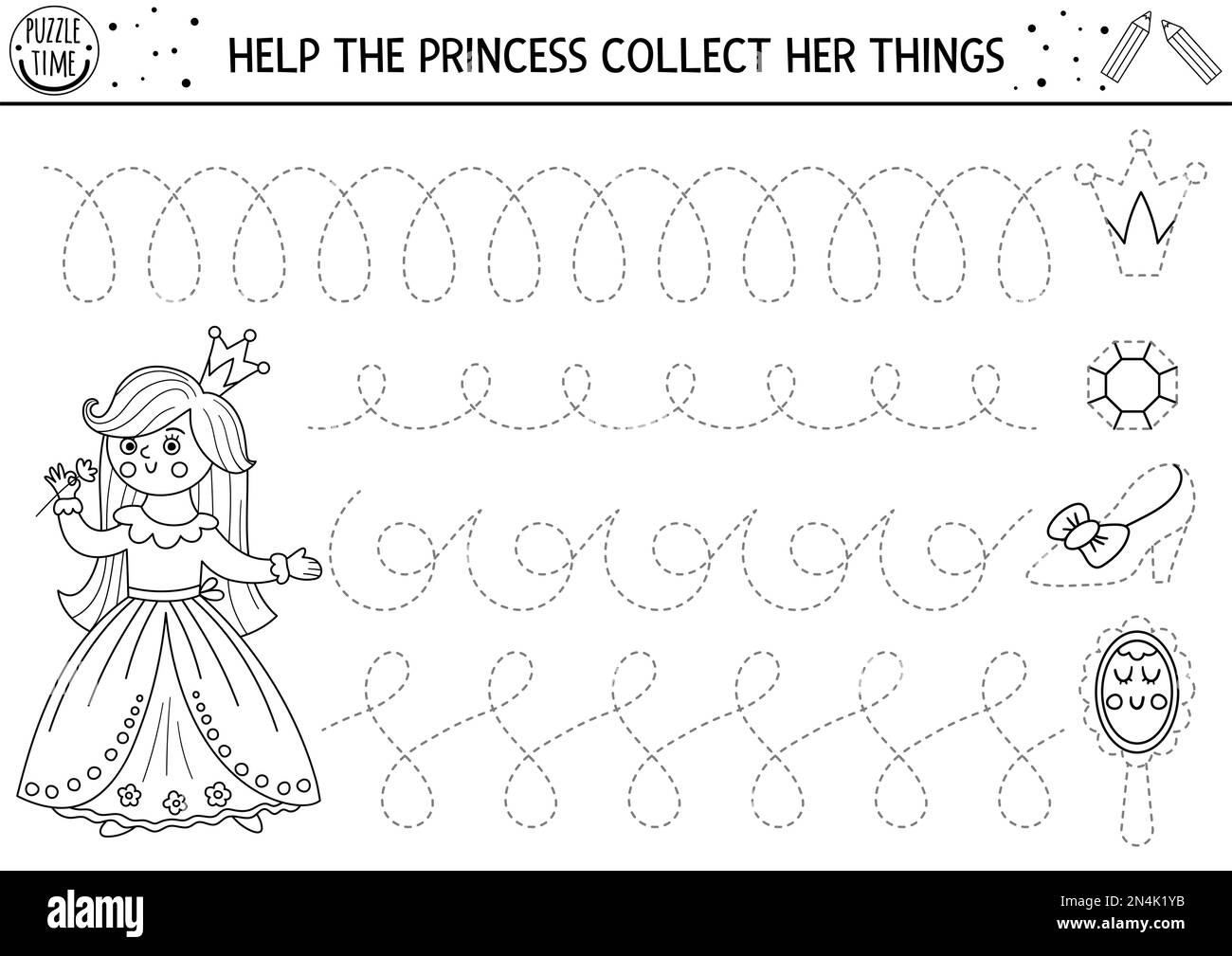 Vector Magic Kingdom Handwriting Practice Worksheet Fairytale Printable Black And White Activity For Preschool Children Fantasy Tracing Game For Wri Stock Vector Image U0026 Art Alamy