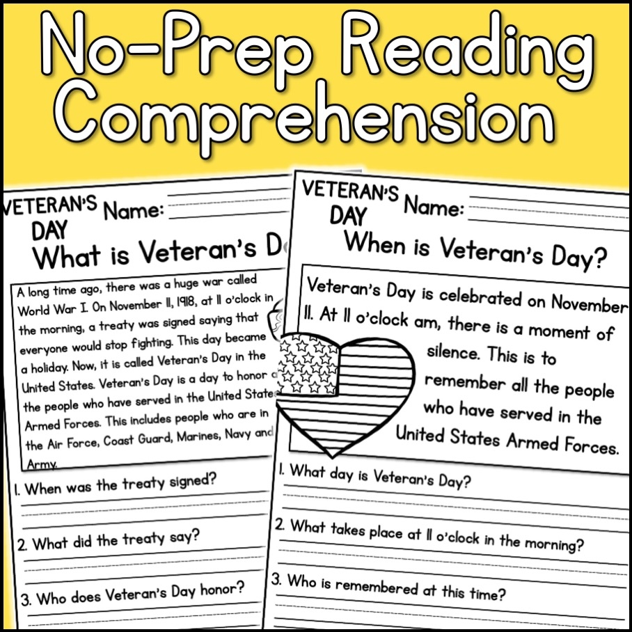 Veterans Day Holidays Reading Comprehension Passages K 2 Made By Teachers Veterans Day Holidays Reading Comprehension Passages K 2 Made By Teachers