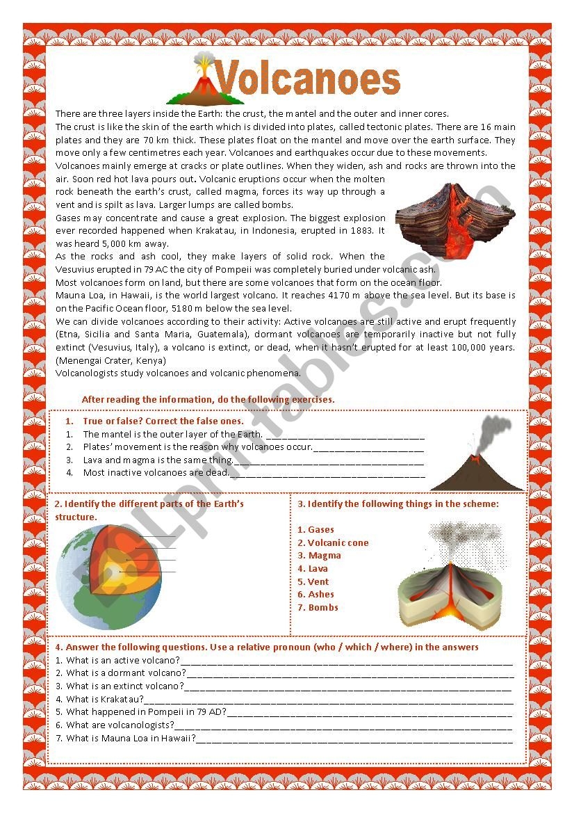 Volcanoes And Earthquakes ESL Worksheet By Maigomay Volcanoes And Earthquakes ESL Worksheet By Maigomay