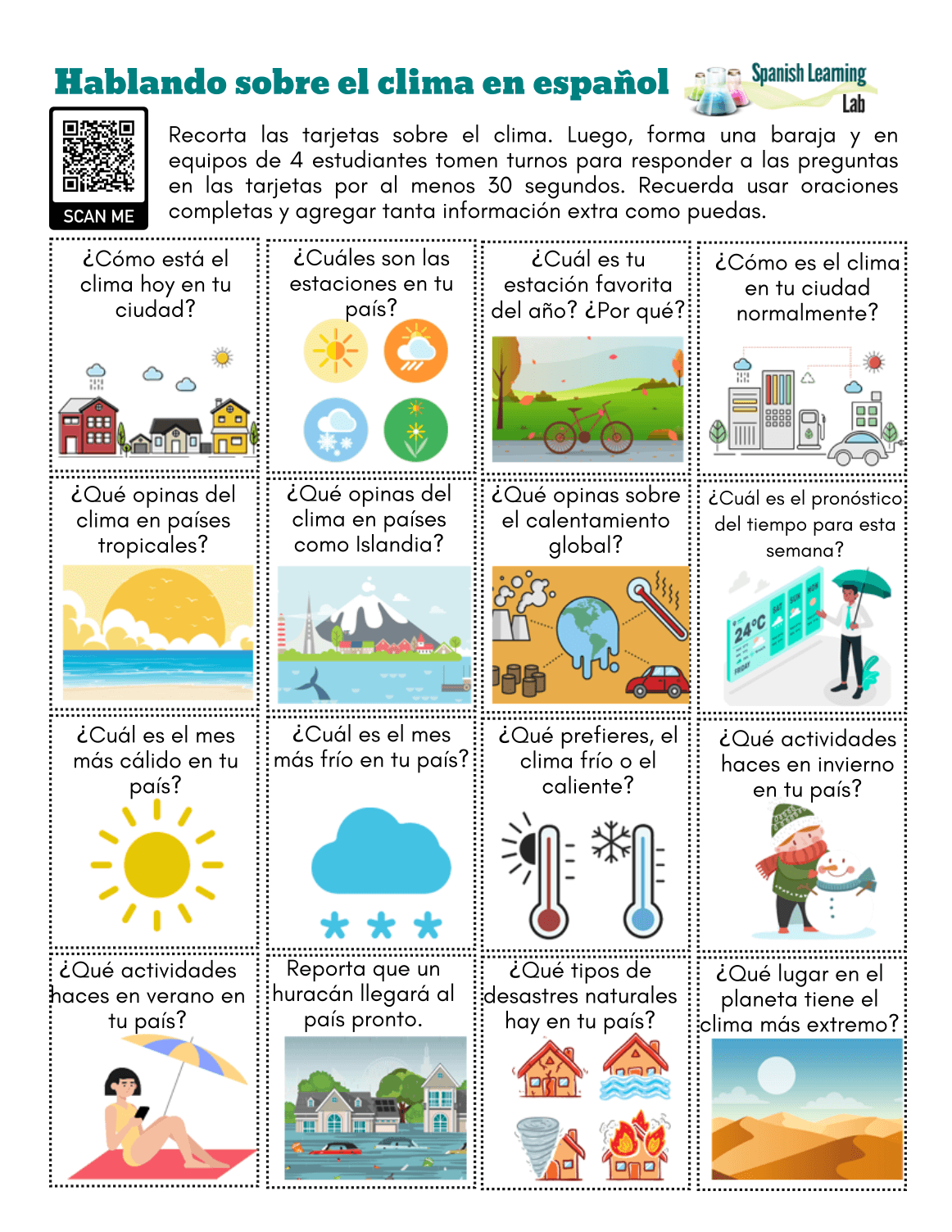 Free Printable Spanish Weather Worksheets Pdf