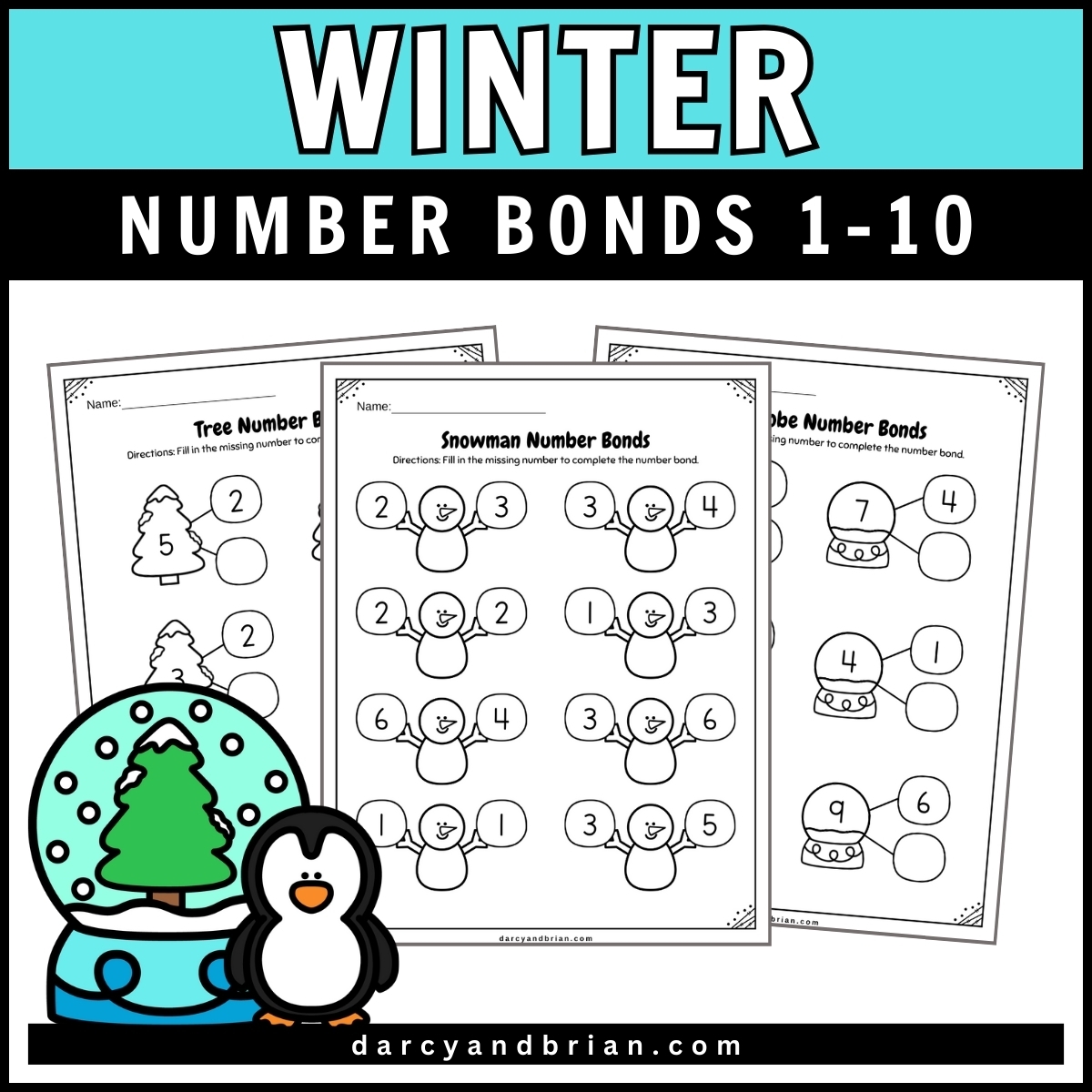Winter Number Bonds 1 10 Worksheets Fun Math Practice For Kids Winter Number Bonds 1 10 Worksheets Fun Math Practice For Kids