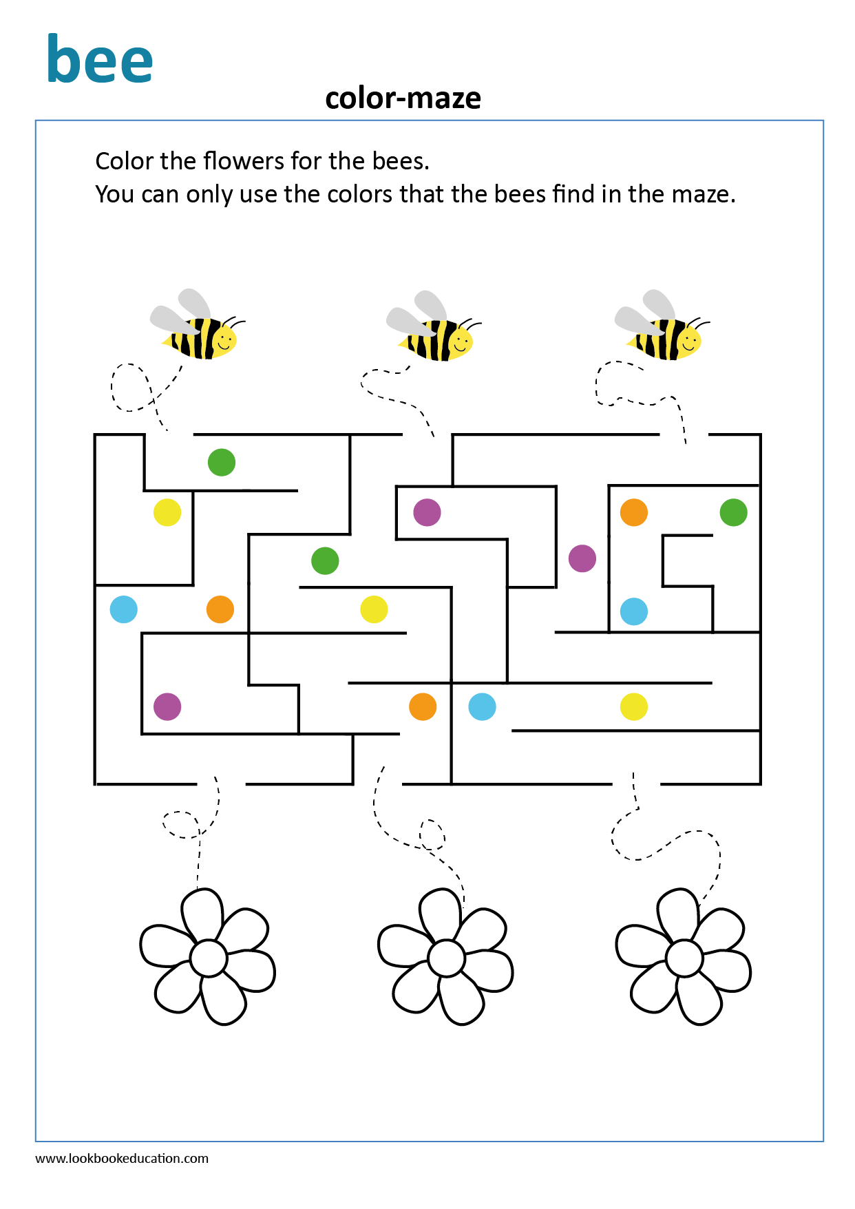 Worksheet Color Maze Bee LookbookEducation Worksheet Color Maze Bee LookbookEducation