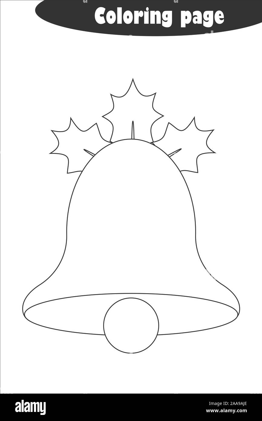 Xmas Bell In Cartoon Style Coloring Page Christmas Education 