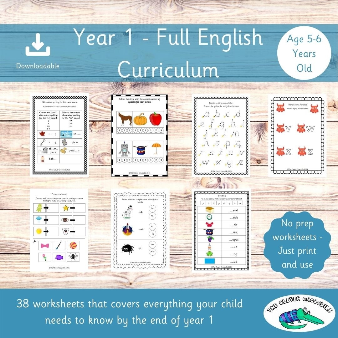 Year 1 Full English Curriculum Printable Worksheets Key Stage 1 English Year 1 School School Worksheets Year 1 Learning Etsy