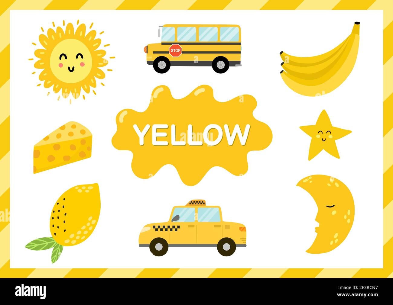 Yellow Educational Worksheet For Kids Learning The Color Yellow Set Stock Vector Image U0026 Art Alamy
