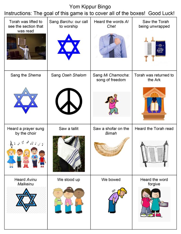 Yom Kippur Activity Worksheets Temple Beth El Of Northern Westchester