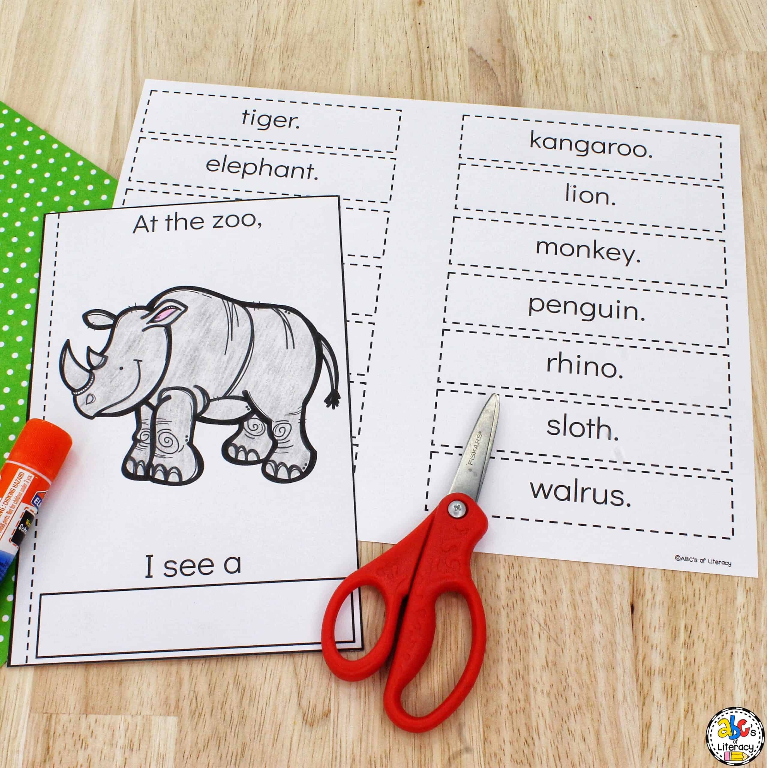 Zoo Animals Cut U0026 Paste Book Printable Book For Kids