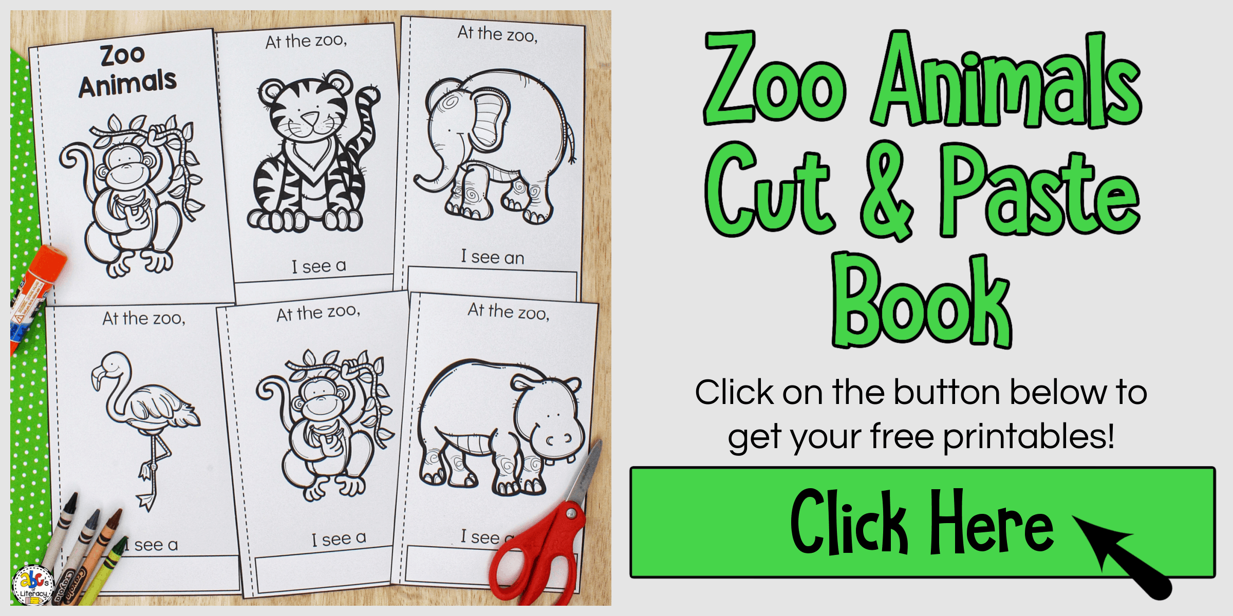 Zoo Animals Cut U0026 Paste Book Printable Book For Kids